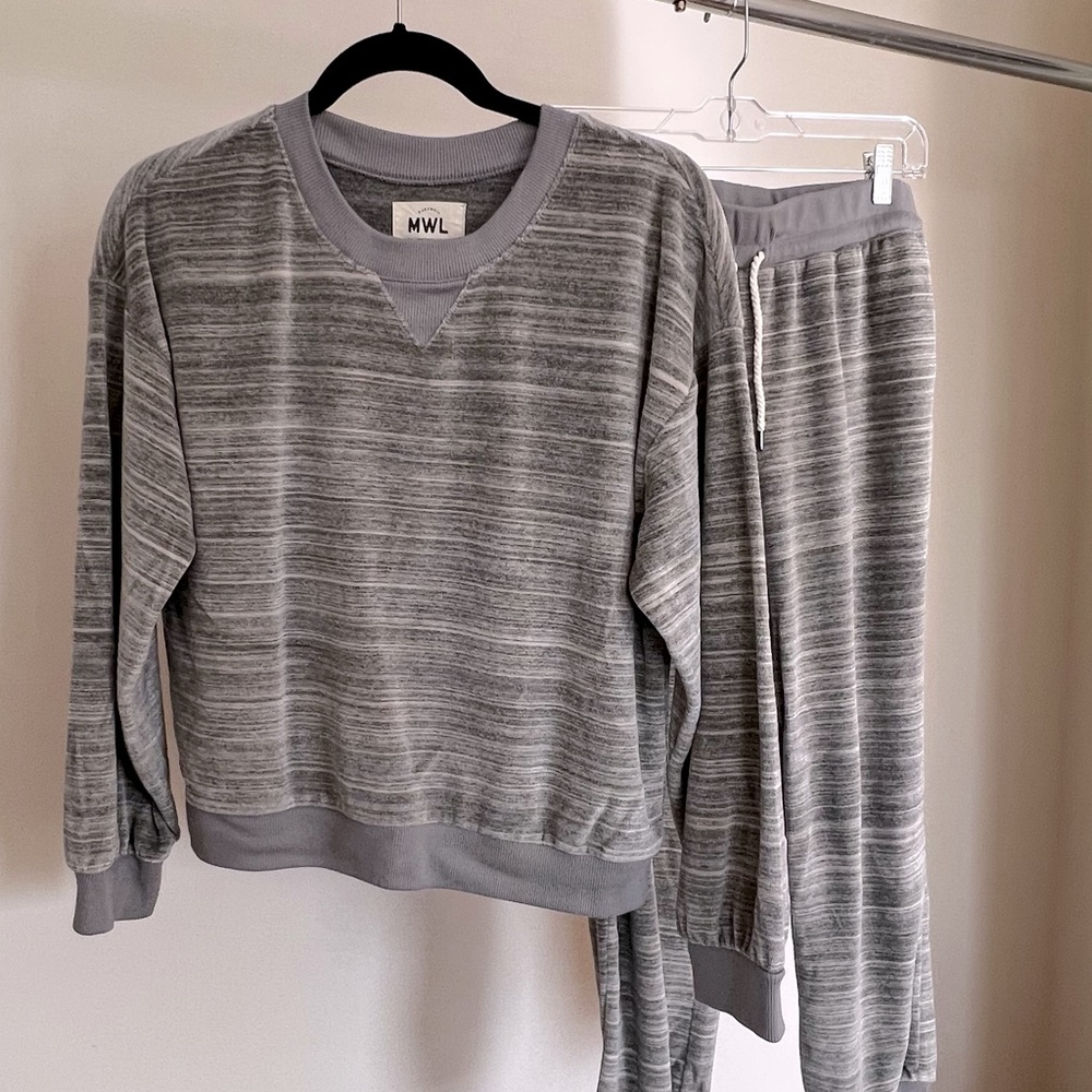 Madewell mwl velour space-dyed crewneck sweatshirt & slim joggers wmn size M